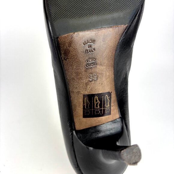 Studio Pollini Black Leather Pointed Toe Heels – Size 39 - Picture 10 of 10